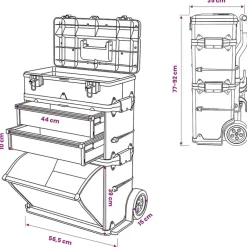 vidaXL Caja de herramientas de 3 partes Sale