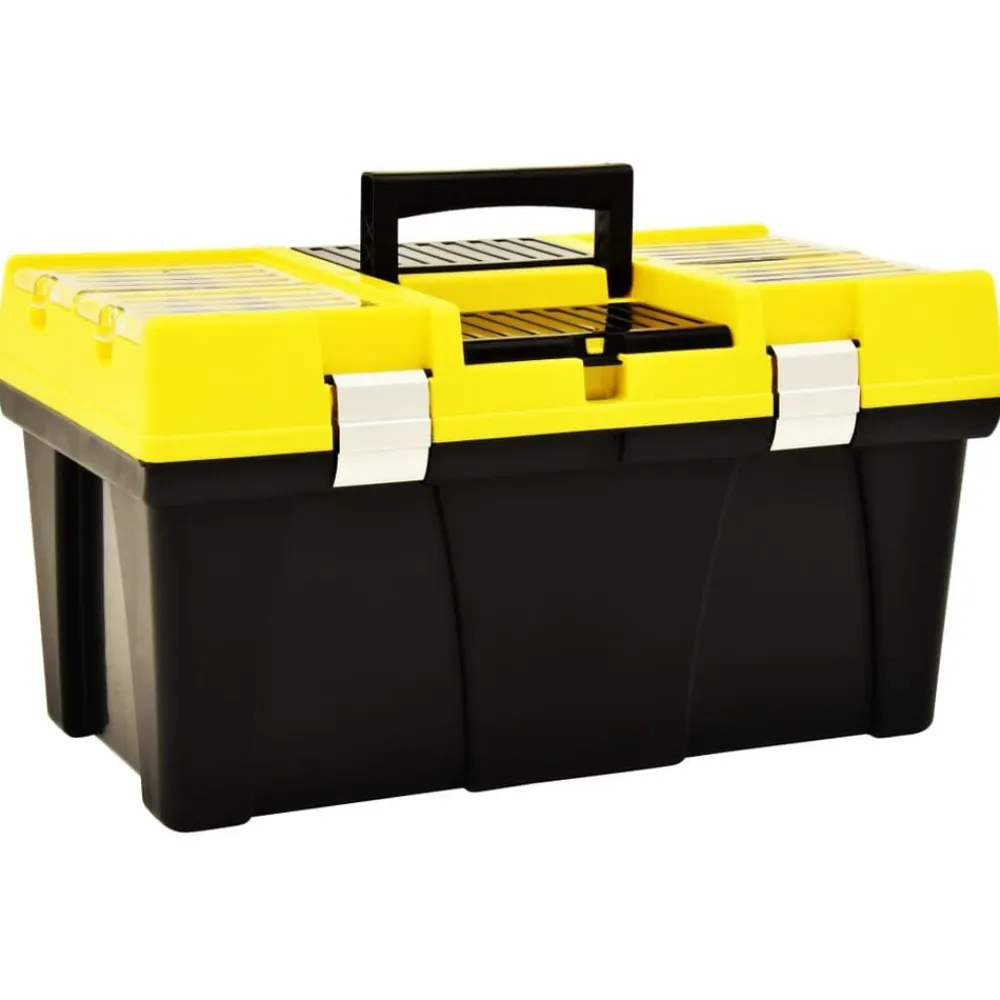 vidaXL Caja de herramientas de plástico amarillo 595x337x316 mm