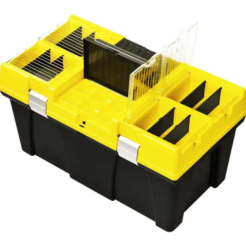 vidaXL Caja de herramientas de plástico amarillo 595x337x316 mm