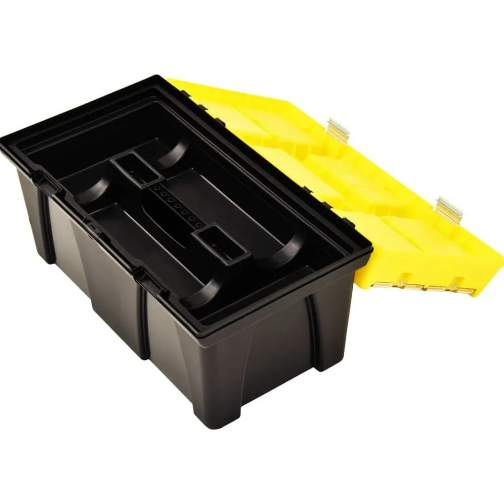 vidaXL Caja de herramientas de plástico amarillo 595x337x316 mm