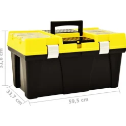 vidaXL Caja de herramientas de plástico amarillo 595x337x316 mm