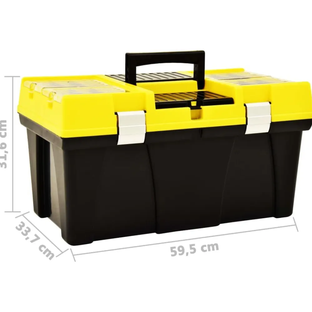 vidaXL Caja de herramientas de plástico amarillo 595x337x316 mm