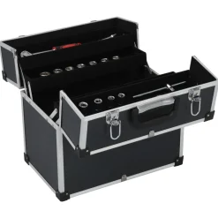 vidaXL Caja de herramientas aluminio negro 38x22,5x34 cm Sale
