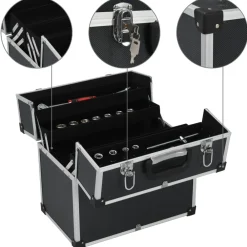 vidaXL Caja de herramientas aluminio negro 38x22,5x34 cm Sale