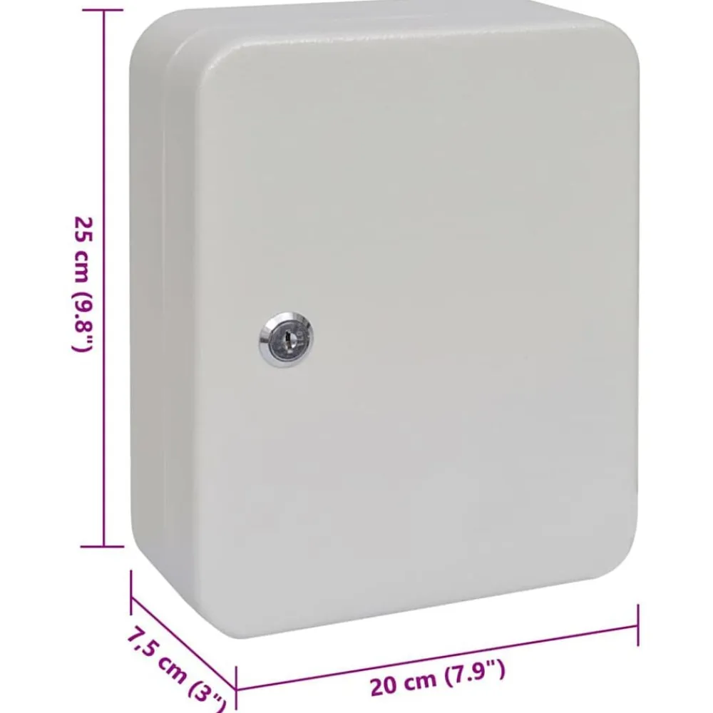 vidaXL Caja de Llaves con cerradura Marfil 20 x 7,5 x 25 cm Acero Best