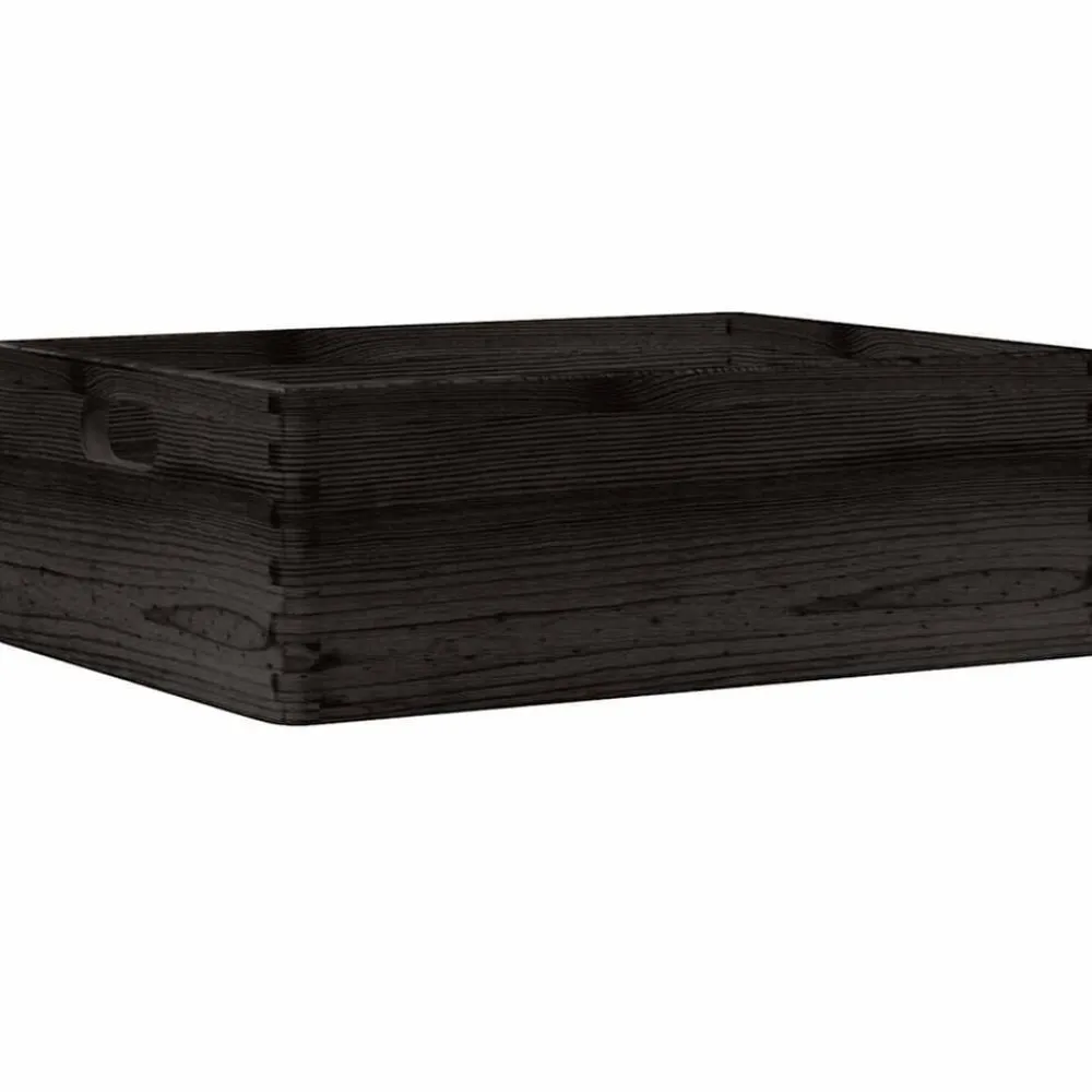 vidaXL Caja de madera con asas madera maciza pino negra 40x30x13 cm Negro Sale