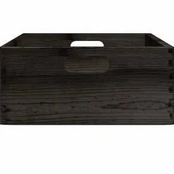 vidaXL Caja de madera con asas madera maciza pino negra 40x30x13 cm Negro Sale