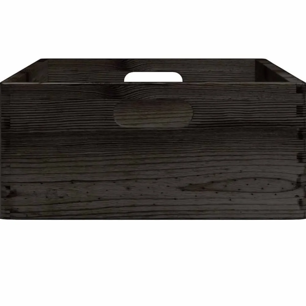 vidaXL Caja de madera con asas madera maciza pino negra 40x30x13 cm Negro Sale