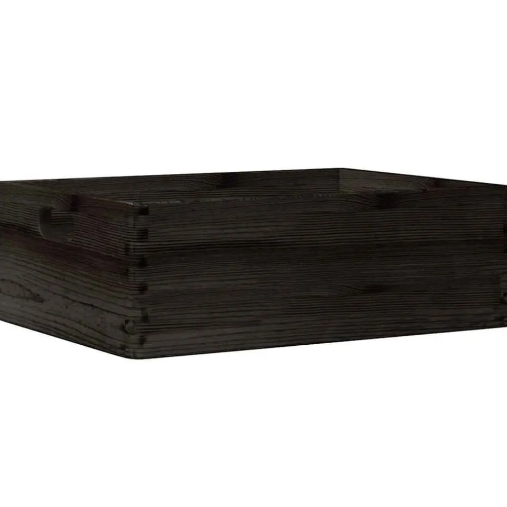 vidaXL Caja de madera con asas madera maciza pino negra 40x30x13 cm Negro Sale
