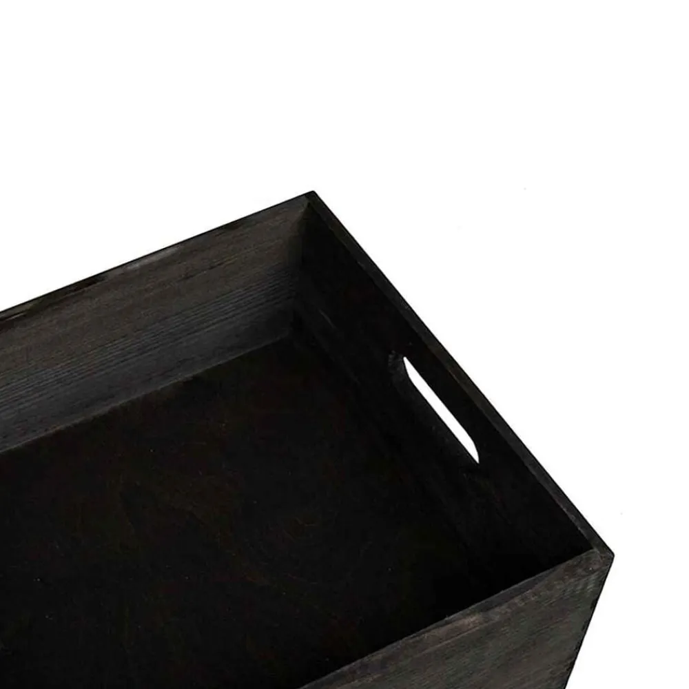vidaXL Caja de madera con asas madera maciza pino negra 40x30x13 cm Negro Sale