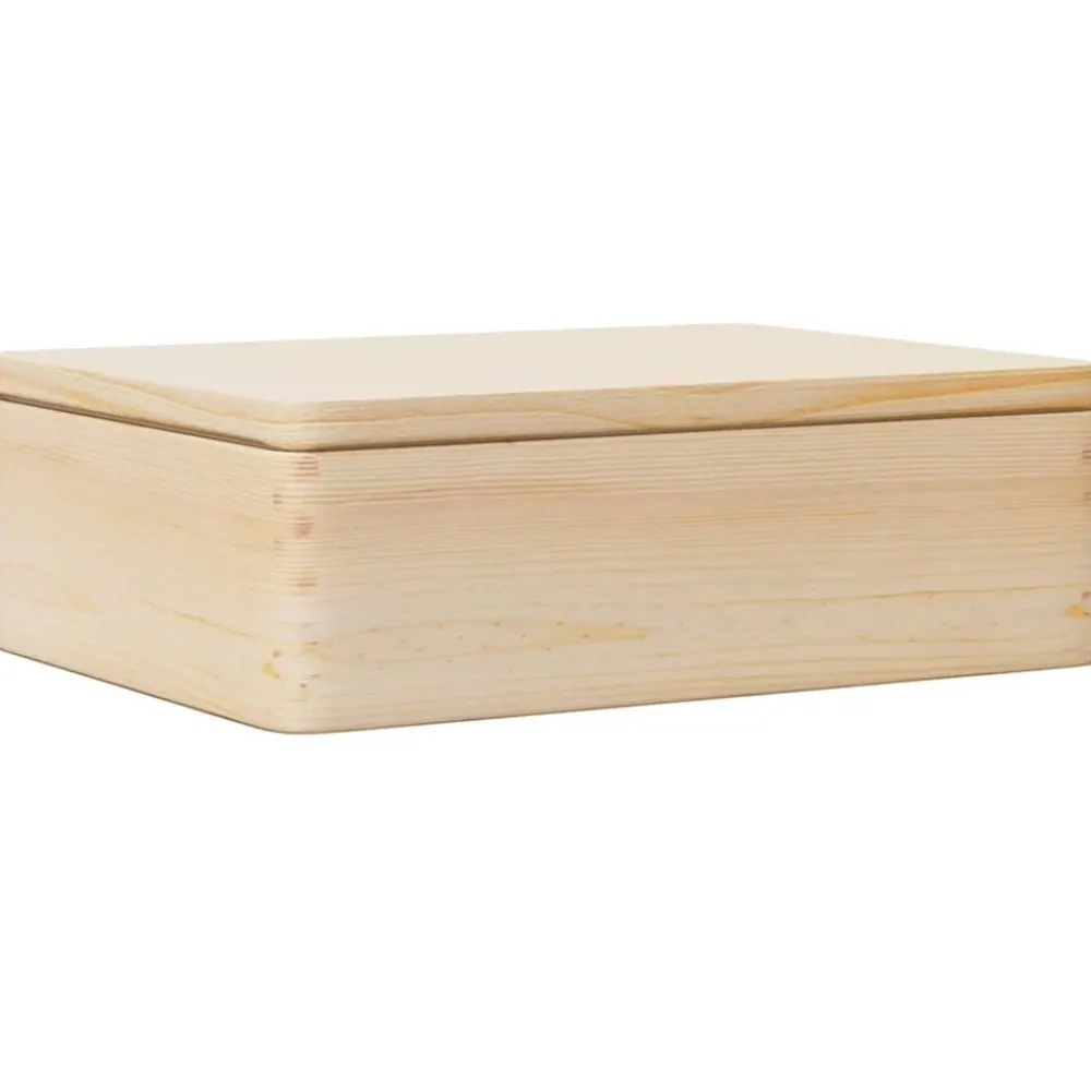 vidaXL Caja de madera con tapa madera maciza de pino 40x30x13 cm Natural Clearance