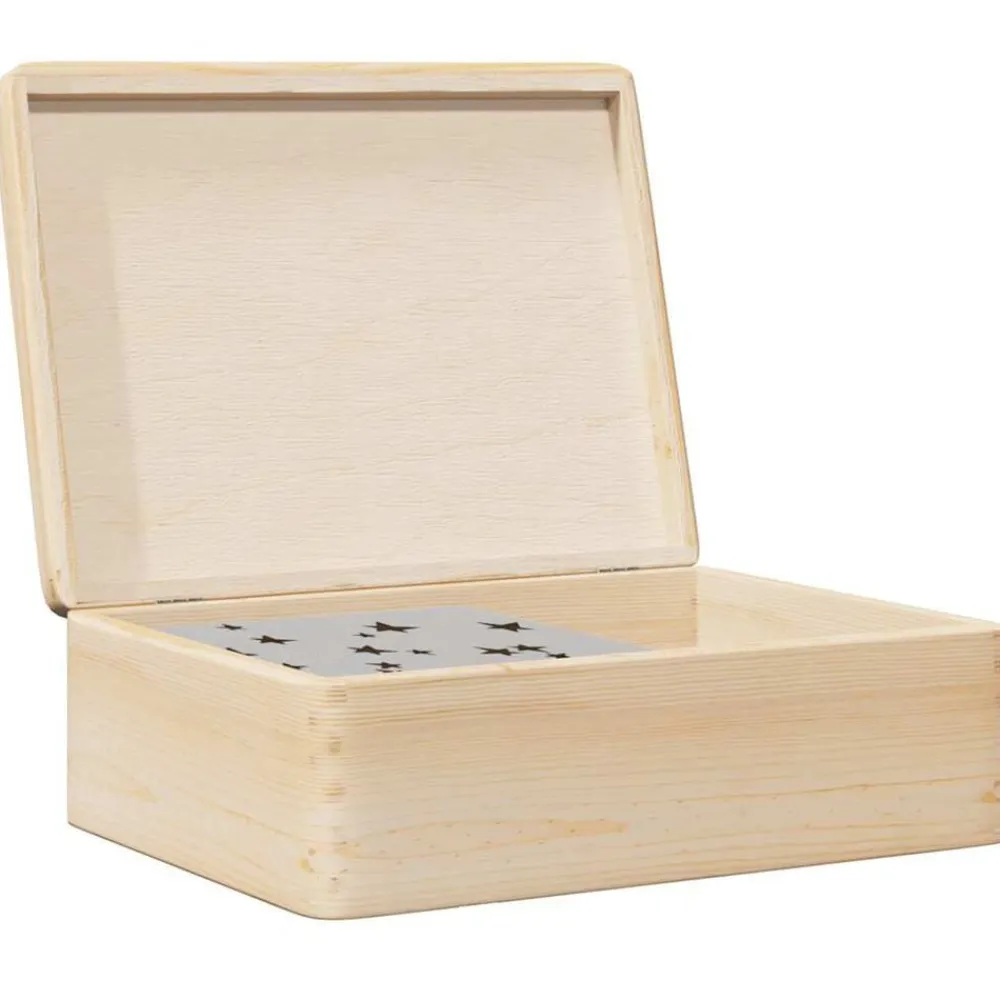 vidaXL Caja de madera con tapa madera maciza de pino 40x30x13 cm Natural Clearance