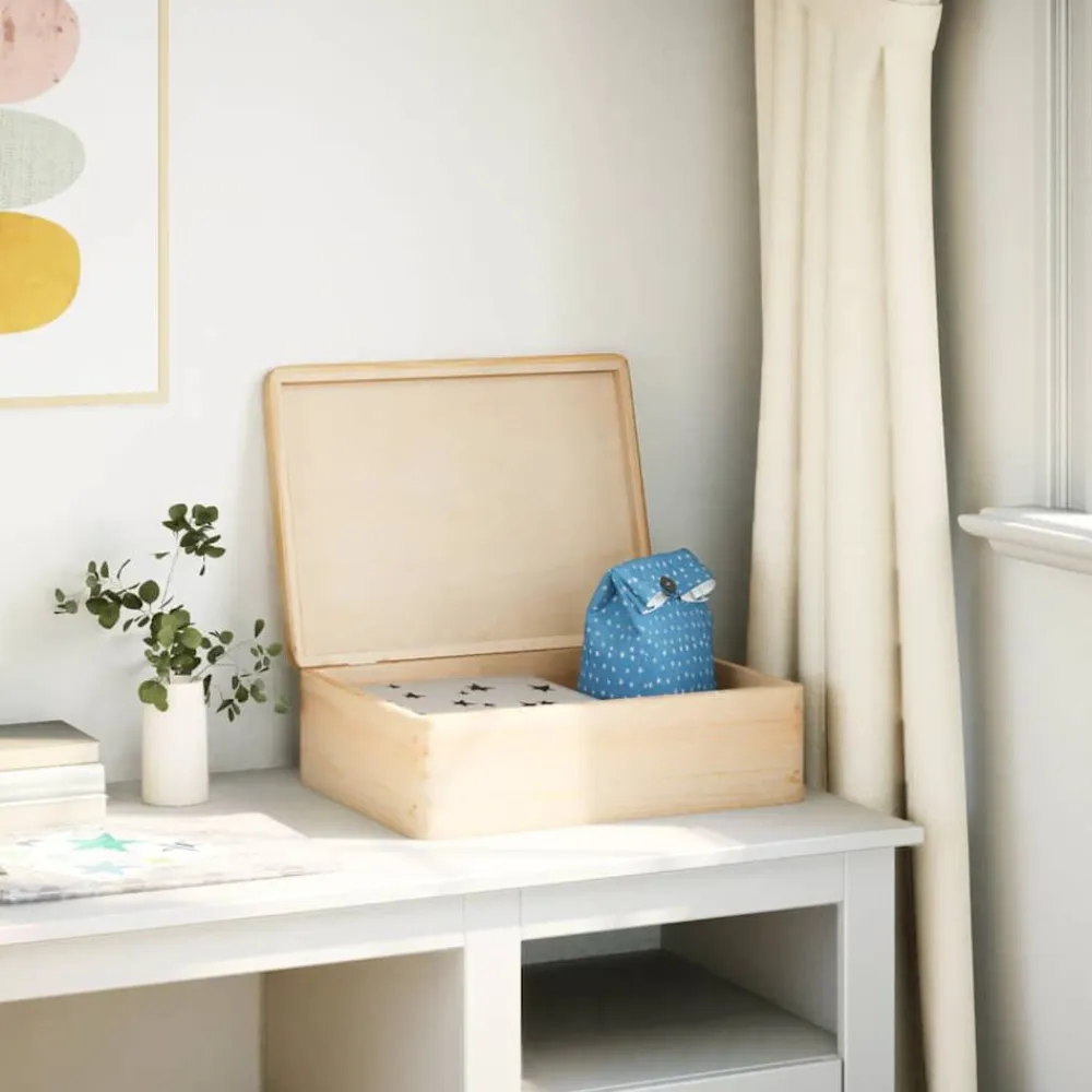vidaXL Caja de madera con tapa madera maciza de pino 40x30x13 cm Natural Clearance