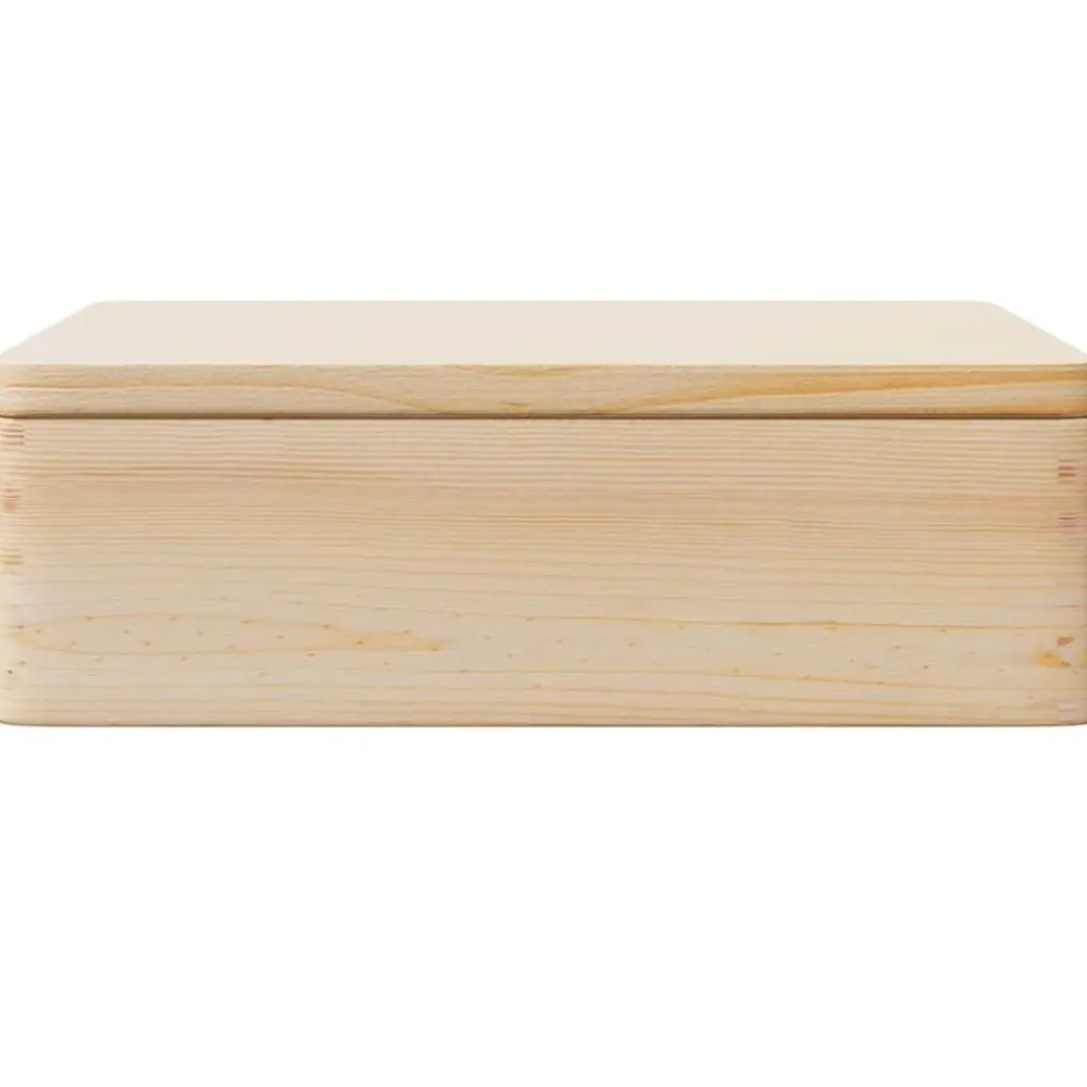 vidaXL Caja de madera con tapa madera maciza de pino 40x30x13 cm Natural Clearance