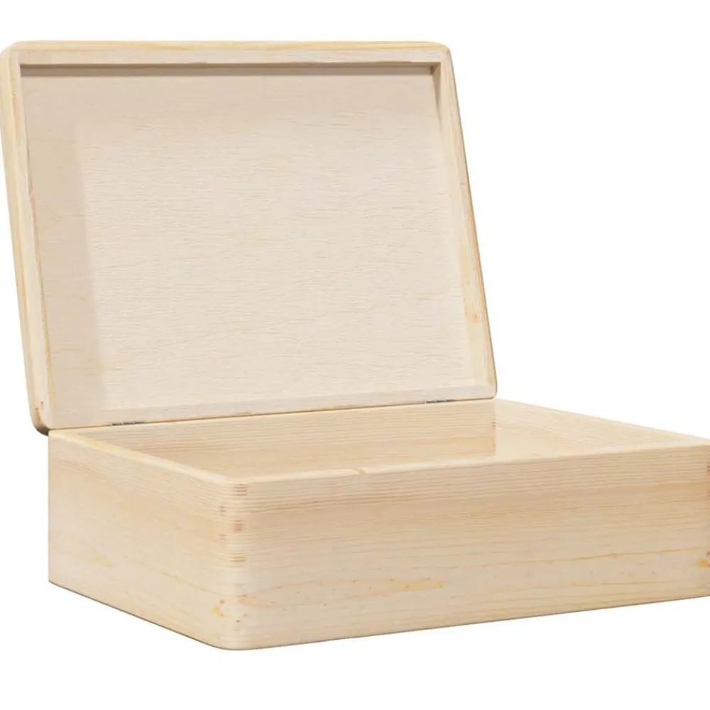 vidaXL Caja de madera con tapa madera maciza de pino 40x30x13 cm Natural Clearance