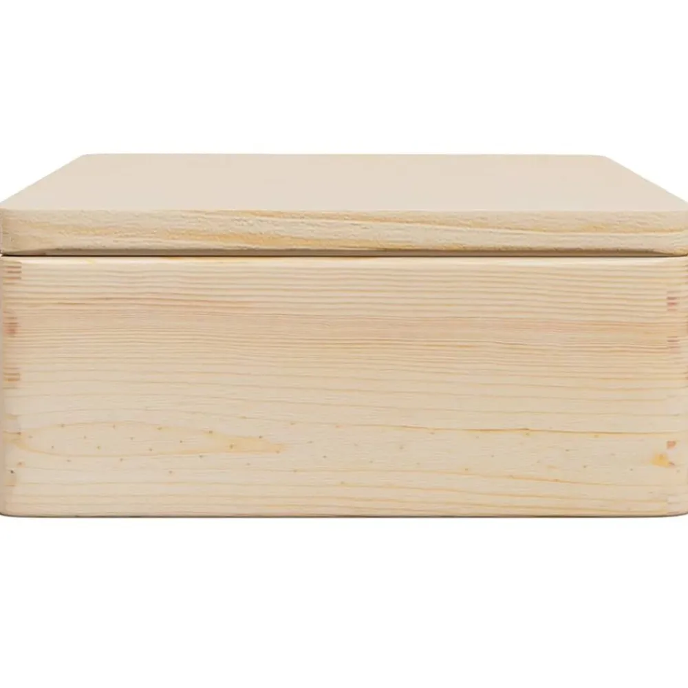 vidaXL Caja de madera con tapa madera maciza de pino 40x30x13 cm Natural Clearance