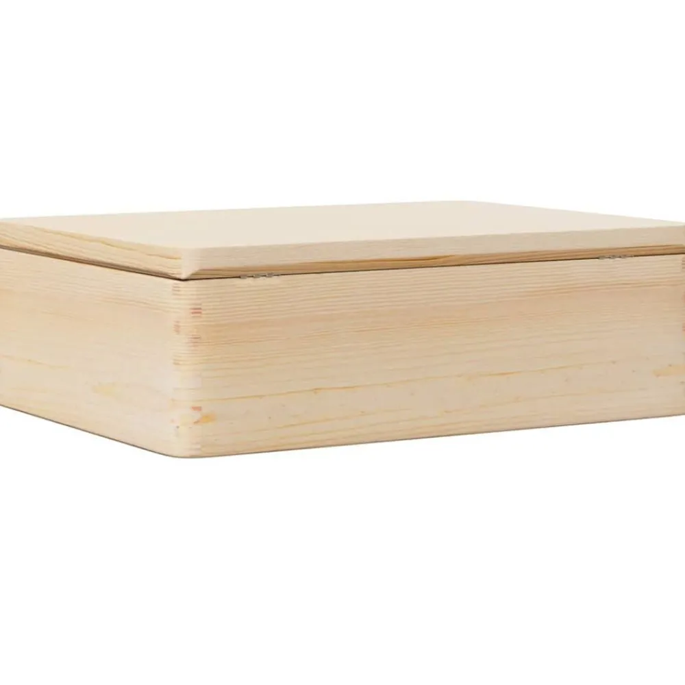 vidaXL Caja de madera con tapa madera maciza de pino 40x30x13 cm Natural Clearance