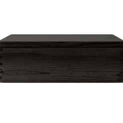 vidaXL Caja de madera tapa y asas madera maciza pino negra 40x30x13 cm Negro