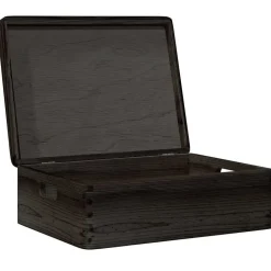 vidaXL Caja de madera tapa y asas madera maciza pino negra 40x30x13 cm Negro