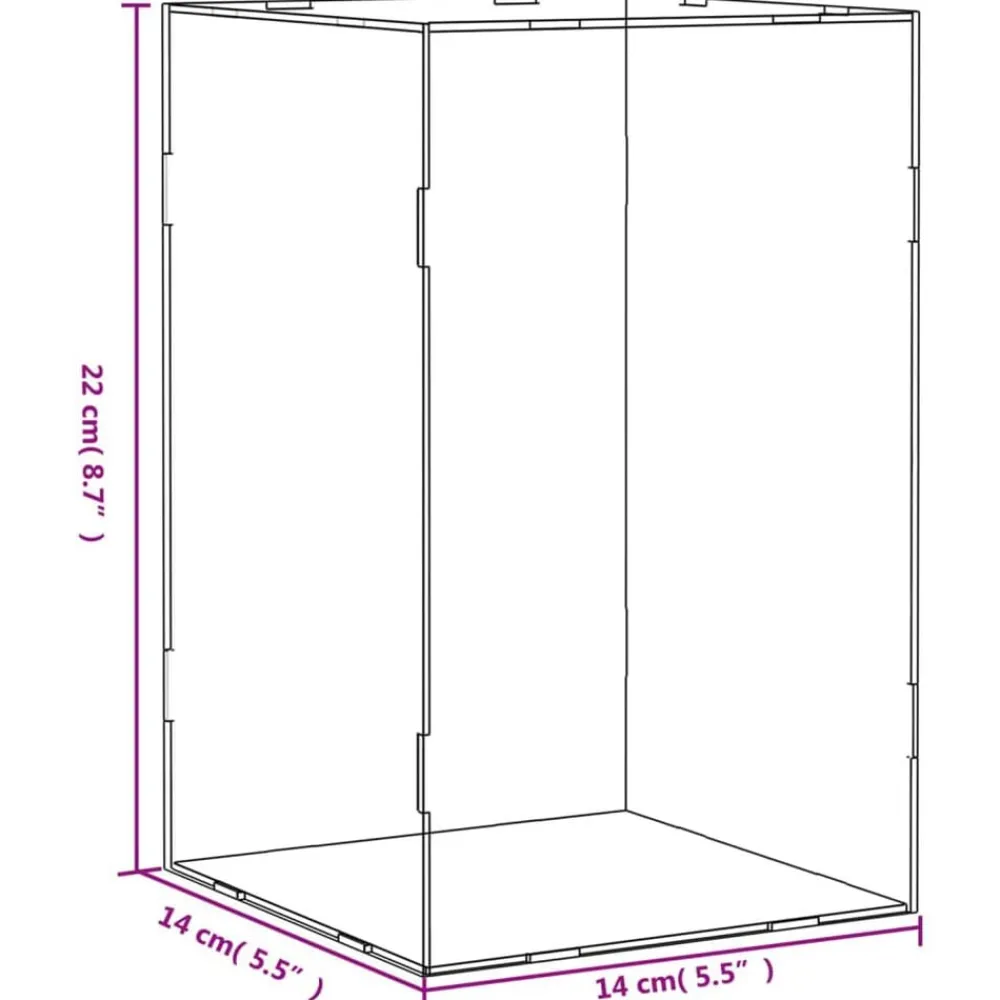 vidaXL Venta Al Por Menor-Caja expositora transparente de acrílico 14x14x22 cm