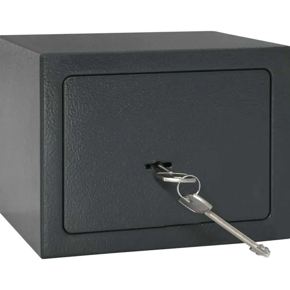 vidaXL Seguridad Empresarial Y Del Hogar-Caja Fuerte con cerradura Gris oscuro 23 x 17 x 17 cm Acero