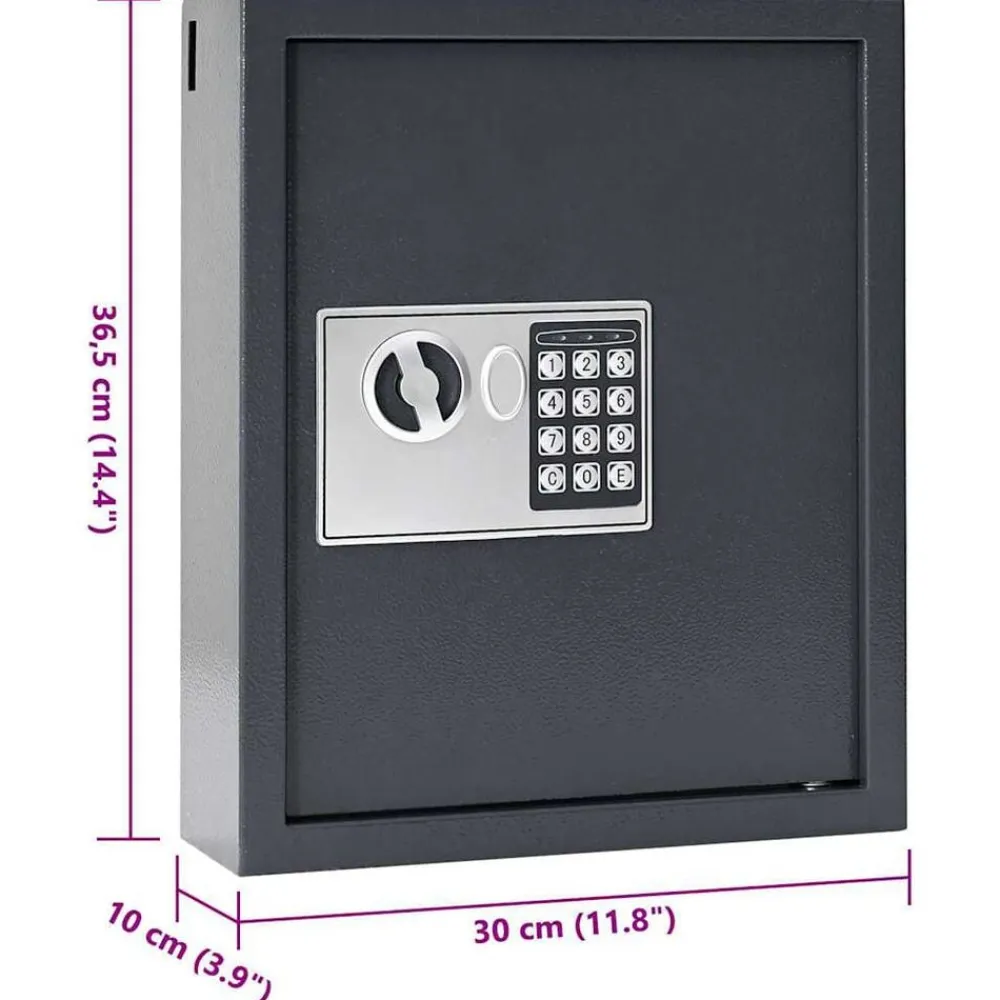 vidaXL Seguridad Empresarial Y Del Hogar-Caja fuerte digital Gris oscuro 30 x 10 x 36,5 cm Acero