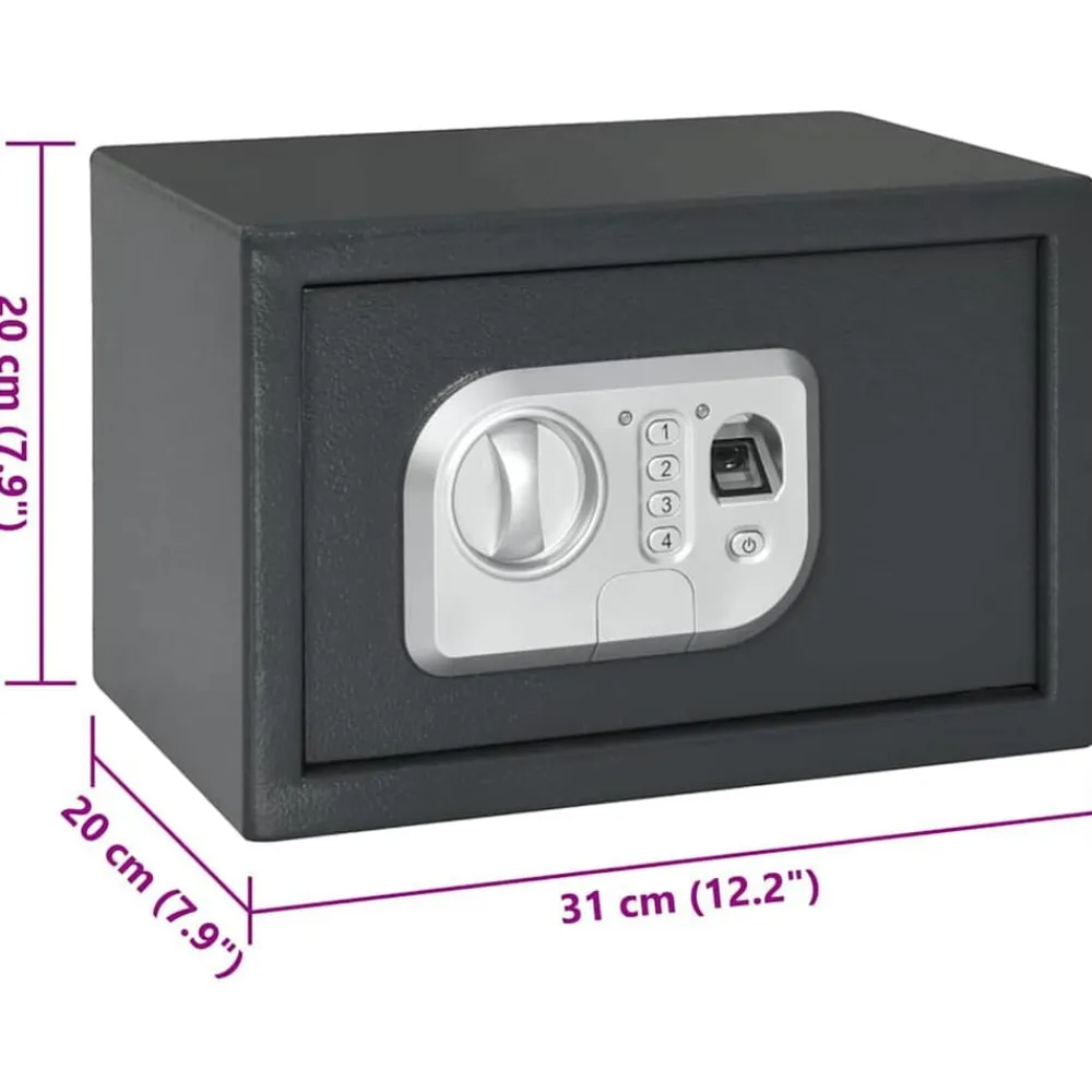 vidaXL Seguridad Empresarial Y Del Hogar-Caja fuerte digital Gris oscuro 31 x 20 x 20 cm Acero