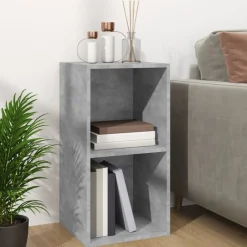 vidaXL Caja para discos de vinilo madera contrachapada gris 71x34x36cm Gris hormig&oacute;n Discount
