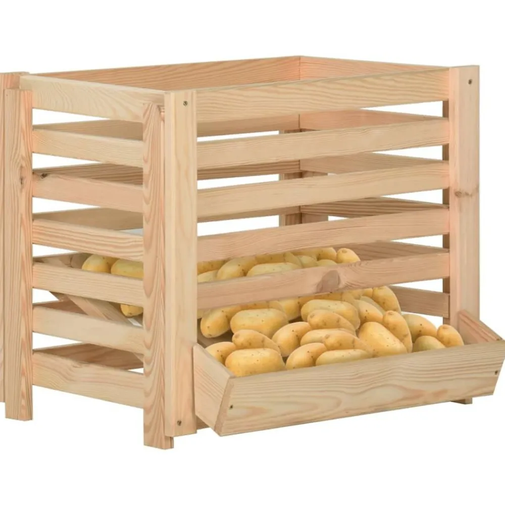 vidaXL Productos Del Hogar-Caja para patatas madera maciza de pino 60x40x50 cm