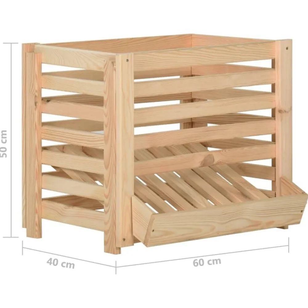 vidaXL Productos Del Hogar-Caja para patatas madera maciza de pino 60x40x50 cm