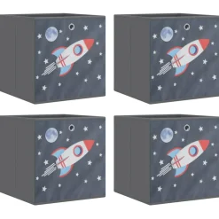 vidaXL Cajas almacenaje plegables 4 uds tela no tejida 32x32x32cm Gris Discount
