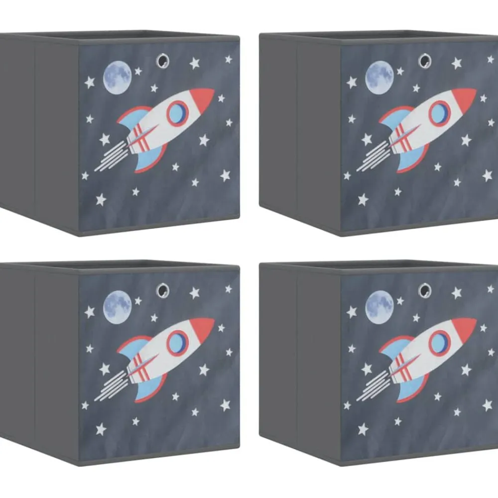 vidaXL Cajas almacenaje plegables 4 uds tela no tejida 32x32x32cm Gris Discount
