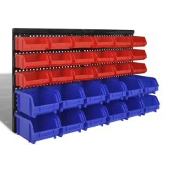 vidaXL Cajas de almacenaje de garaje de pared 30 pzas azul y rojo Hot