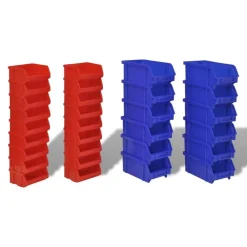 vidaXL Cajas de almacenaje de garaje de pared 30 pzas azul y rojo Hot