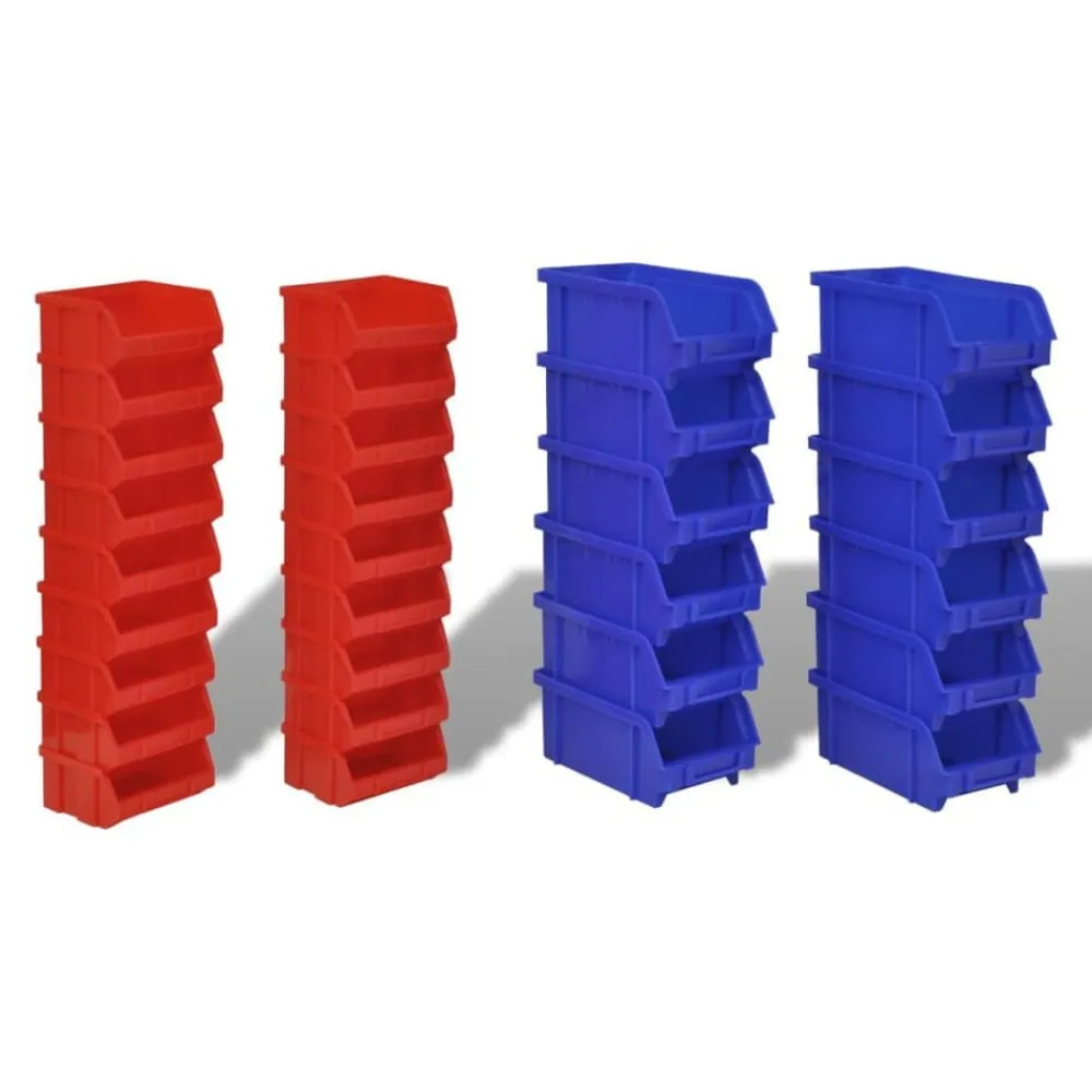 vidaXL Cajas de almacenaje de garaje de pared 30 pzas azul y rojo Hot