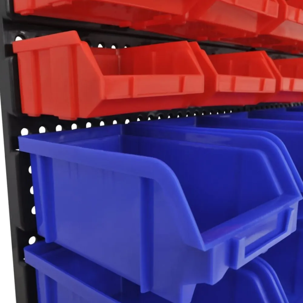vidaXL Cajas de almacenaje de garaje de pared 30 pzas azul y rojo Hot