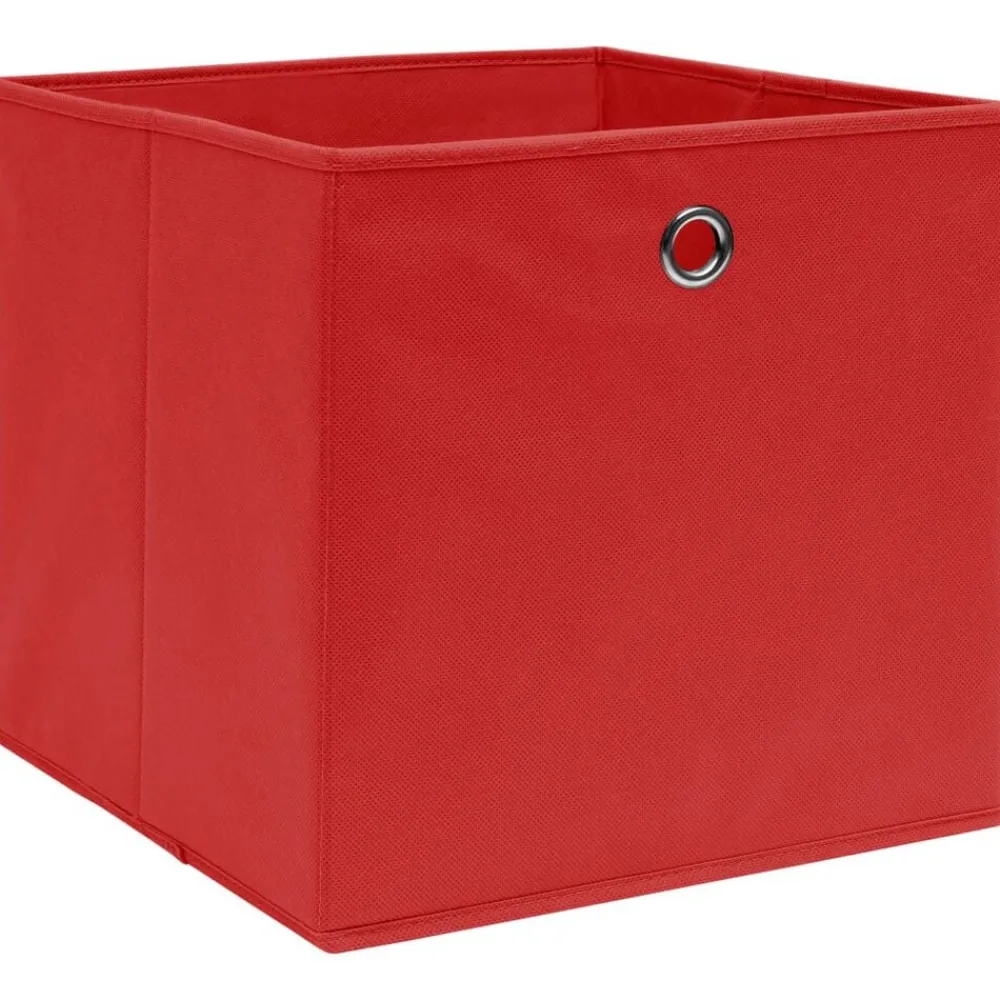 vidaXL Cajas de almacenaje 4 uds tela no tejida 28x28x28 cm Rojo New