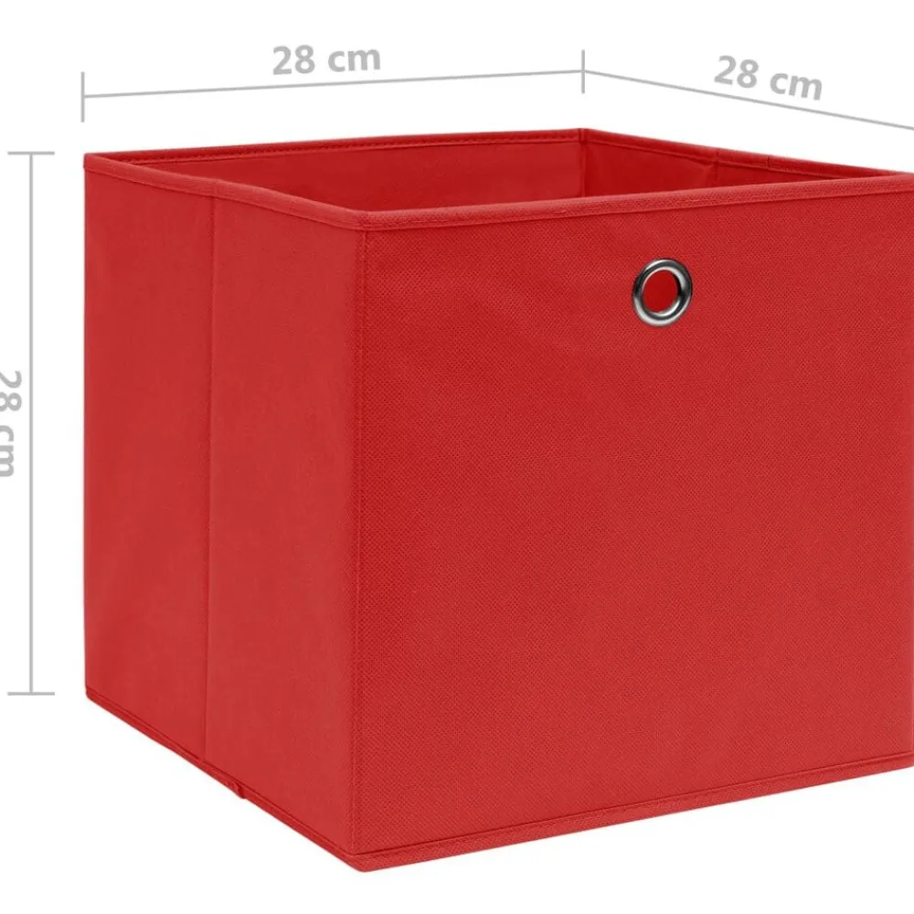 vidaXL Cajas de almacenaje 4 uds tela no tejida 28x28x28 cm Rojo New