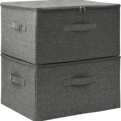vidaXL Productos Del Hogar-Cajas de almacenaje 2 unidades tela gris 43x34x23 cm