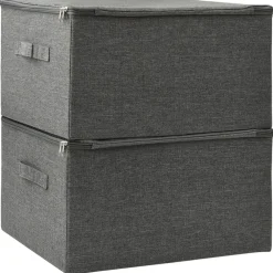 vidaXL Productos Del Hogar-Cajas de almacenaje 2 unidades tela gris 43x34x23 cm