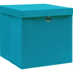 vidaXL Productos Del Hogar-Cajas de almacenaje con tapas 4 uds azul bebé 28x28x28 cm