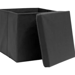 vidaXL Productos Del Hogar-Cajas de almacenaje con tapas 4 uds negro 28x28x28 cm
