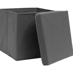 vidaXL Cajas de almacenaje con tapas 4 uds gris 28x28x28 cm Gris con tapas Clearance