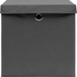 vidaXL Cajas de almacenaje con tapas 4 uds gris 28x28x28 cm Gris con tapas Clearance