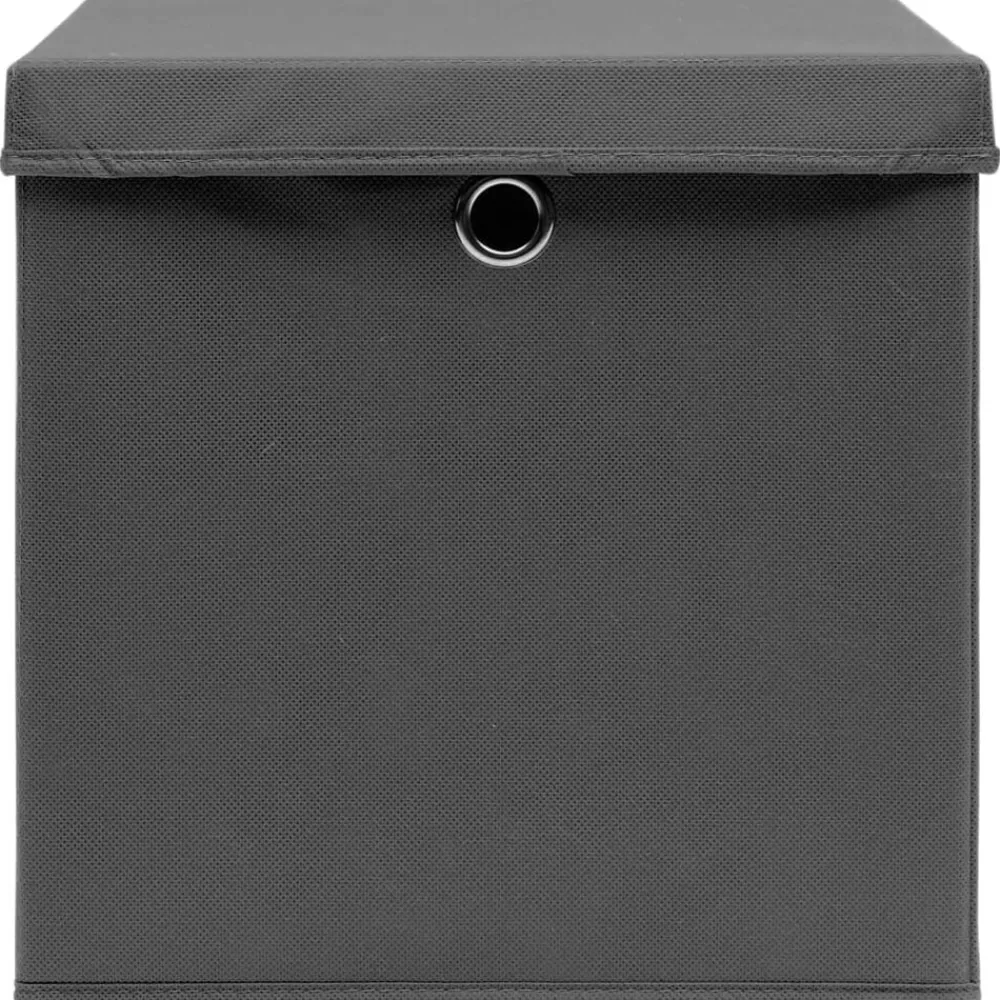 vidaXL Cajas de almacenaje con tapas 4 uds gris 28x28x28 cm Gris con tapas Clearance