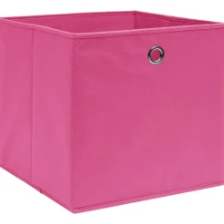 vidaXL Cajas de almacenaje 4 uds tela rosa 32x32x32 cm Rosa sin tapas Discount