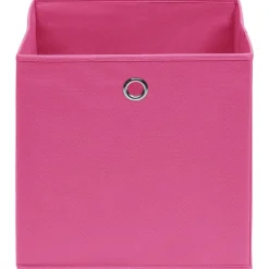 vidaXL Cajas de almacenaje 4 uds tela rosa 32x32x32 cm Rosa sin tapas Discount