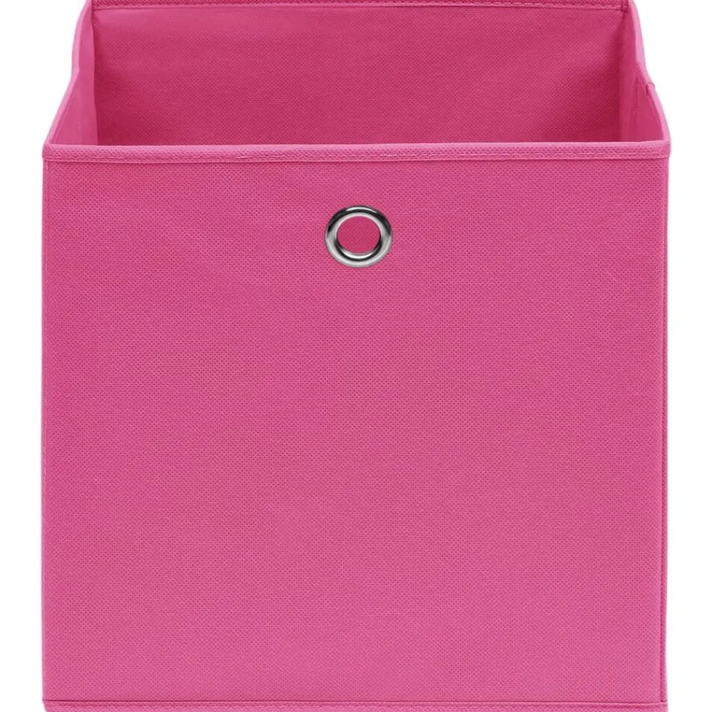 vidaXL Cajas de almacenaje 4 uds tela rosa 32x32x32 cm Rosa sin tapas Discount