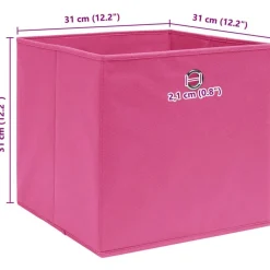 vidaXL Cajas de almacenaje 4 uds tela rosa 32x32x32 cm Rosa sin tapas Discount
