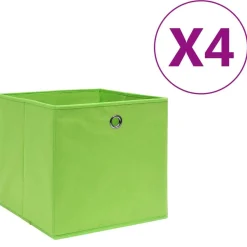 vidaXL Cajas de almacenaje 4 uds tela no tejida 28x28x28 cm Verde